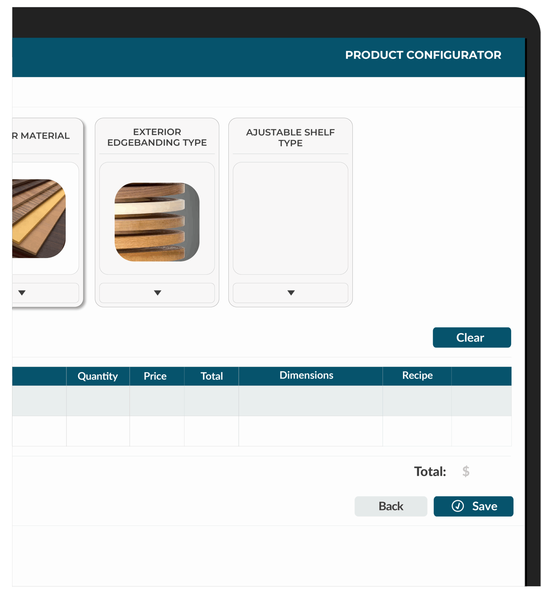 Cieblink CPQ1-13 Product configurator tool, CPQ software page