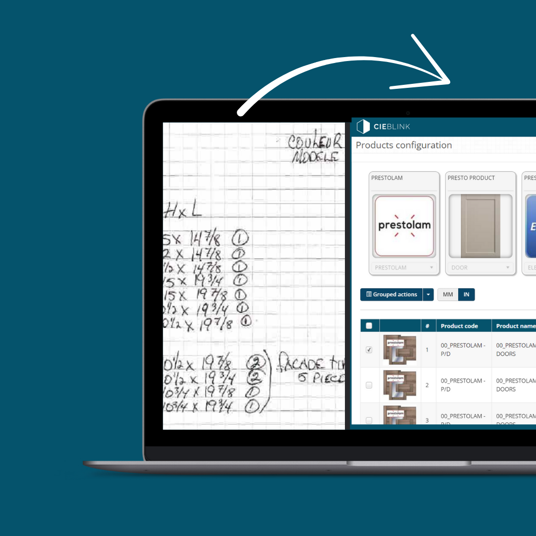 Cieblink platform on computer to place a purchase order, streamlining supplier management and digitalizing the purchasing process